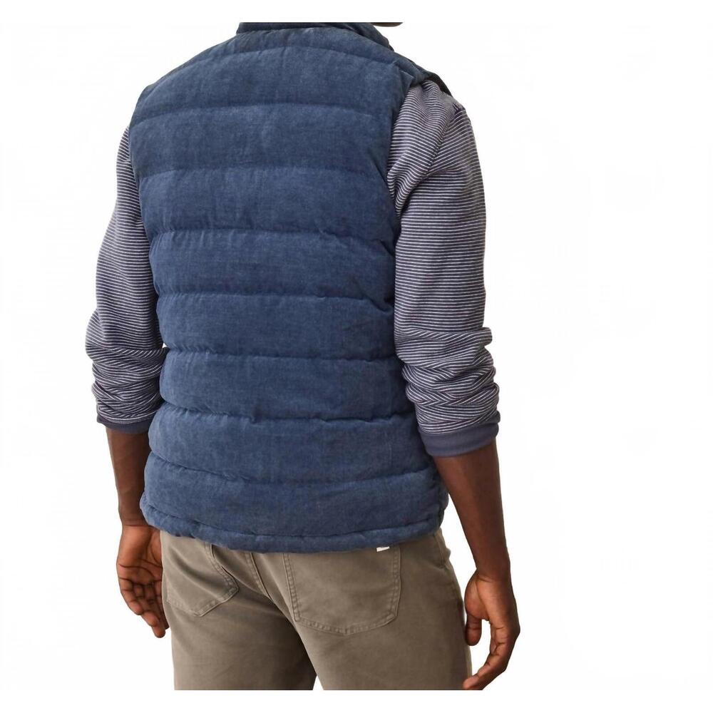 NEW MARINE LAYER palisades cord puffer vest in washed indigo - Picture 4 of 6